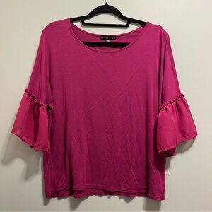 Attention Fuchsia Ruffle Sleeve Blouse